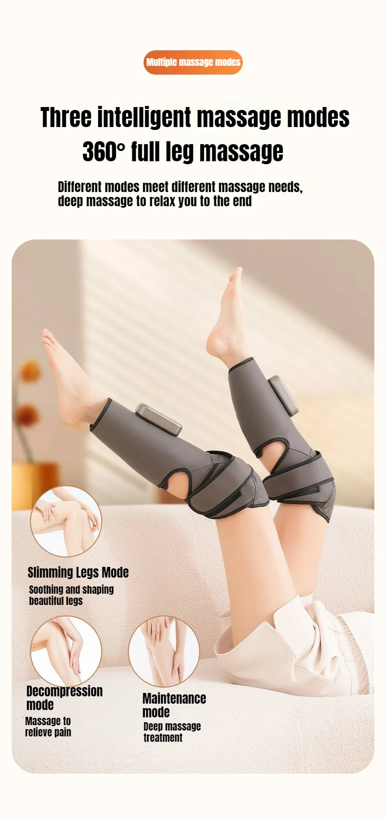 Wireless Knee and Calf Massager Heated Air Pressure 360° Wrap Portable Physiotherapy Device for Cold Legs Joints