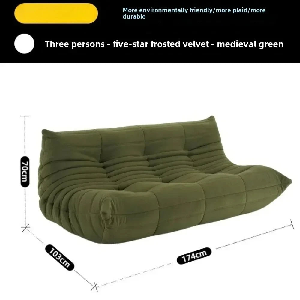 Fashion Freehand Space Original First Layer Cowhide Three-person Italian Minimalist Togo Caterpillar Lazy Sofa Lazy Sofa