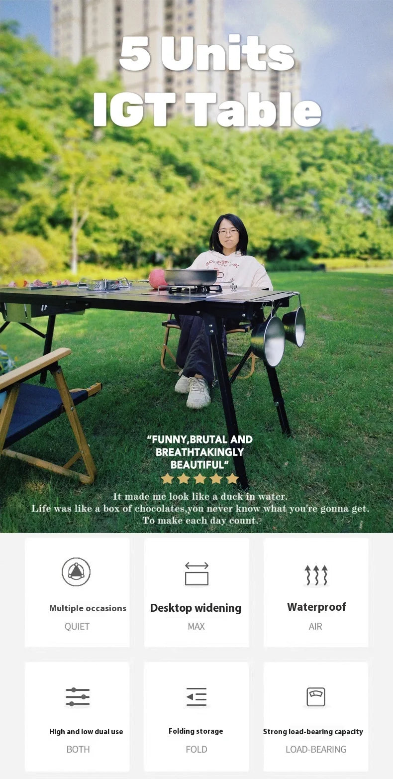 Folding IGT table 5 Unit Lightweight table Backpack roll table Expand adjustable leg desk Desktop burner bbq table