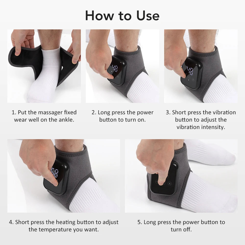 Electric Ankle Foot Massager Vibration Hot Compress Smart Air Pressure Multifunctional Brace Support Relaxation Treatments