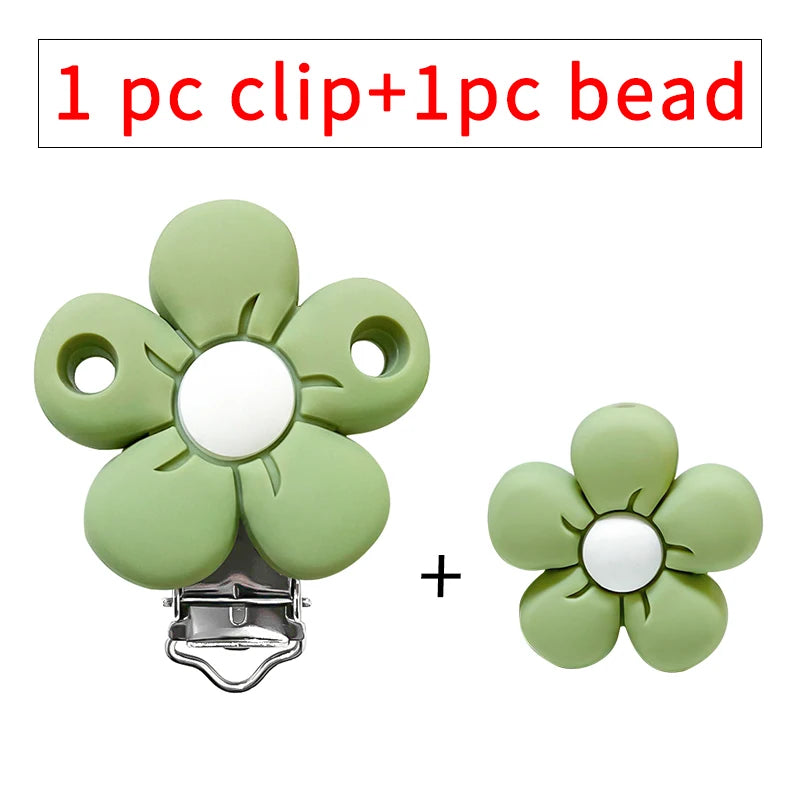1/3/10pcs Silicone Flower Pacifier Clips Food Grade Teethers For Baby DIY Baby Soother Nursing Pacifier Chain Accessories