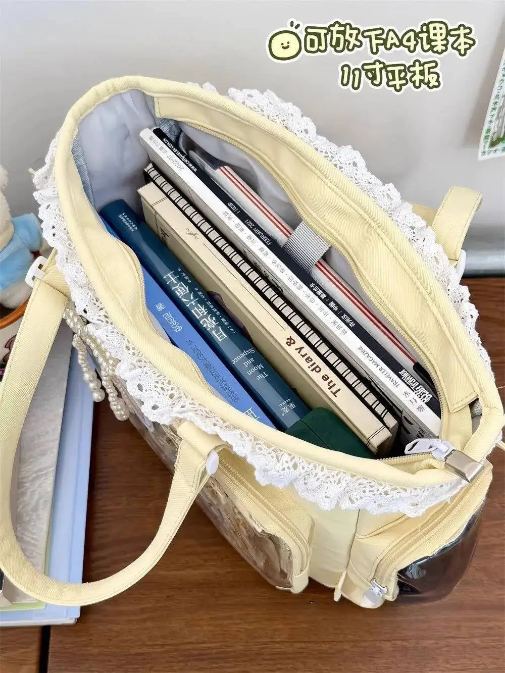 New Y2K Cute Japanese Ita Bag Lolita Girl Transparent Shoulder Tote Bag Large Capacity Crossbody Casual Bag DIY Display Handbags