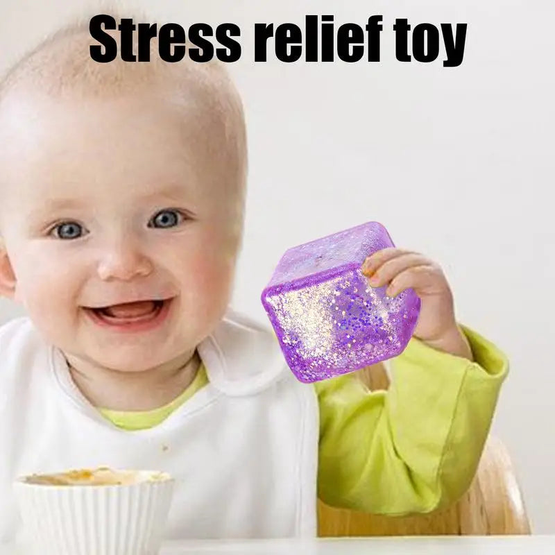 Maltose Cube Stress Squeeze Toy D ecompression Small Ice Cubes Anti Stress Slow Rebound Polar Light Colorful Squeeze TPR Block