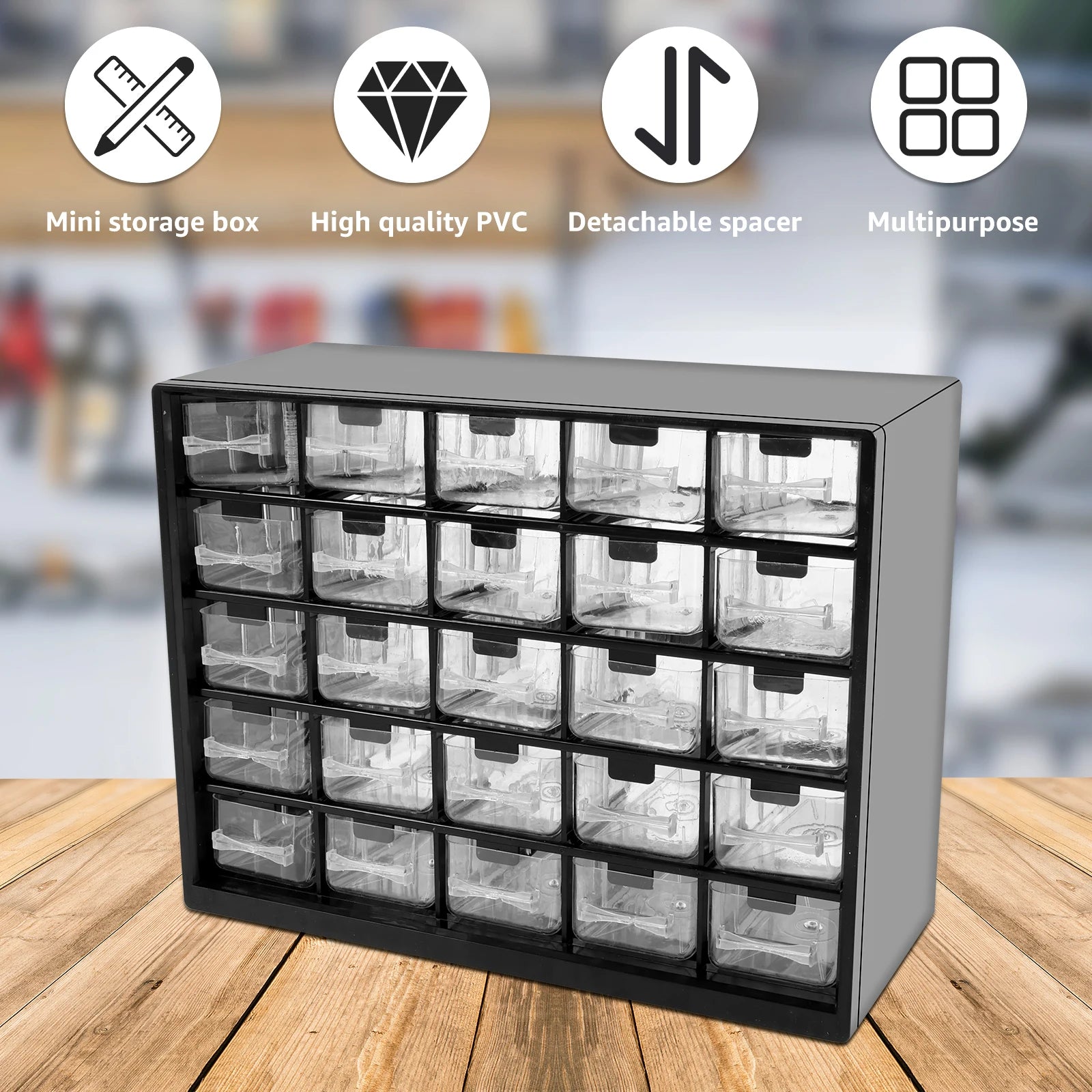 25 Drawer Plastic Drawer Storage Cabinet Storage Hardware and Craft Cabinet with 50 Removable Dividers for Bead Lego Storage