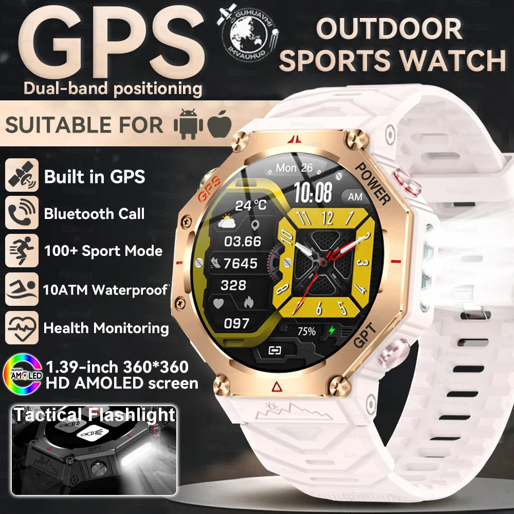 Military Smart Watch T-Rex 3 Bulit-in GPS Compass Altimeter Barometric 10ATM IP69K Waterproof AMOLED Bluetooth Call Smart watch
