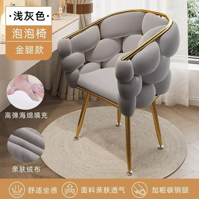Velvet Leisure Single Sofa Chair Armchair with Gold Legs Makeup Chair with Upholstered for Living Room Bedroom