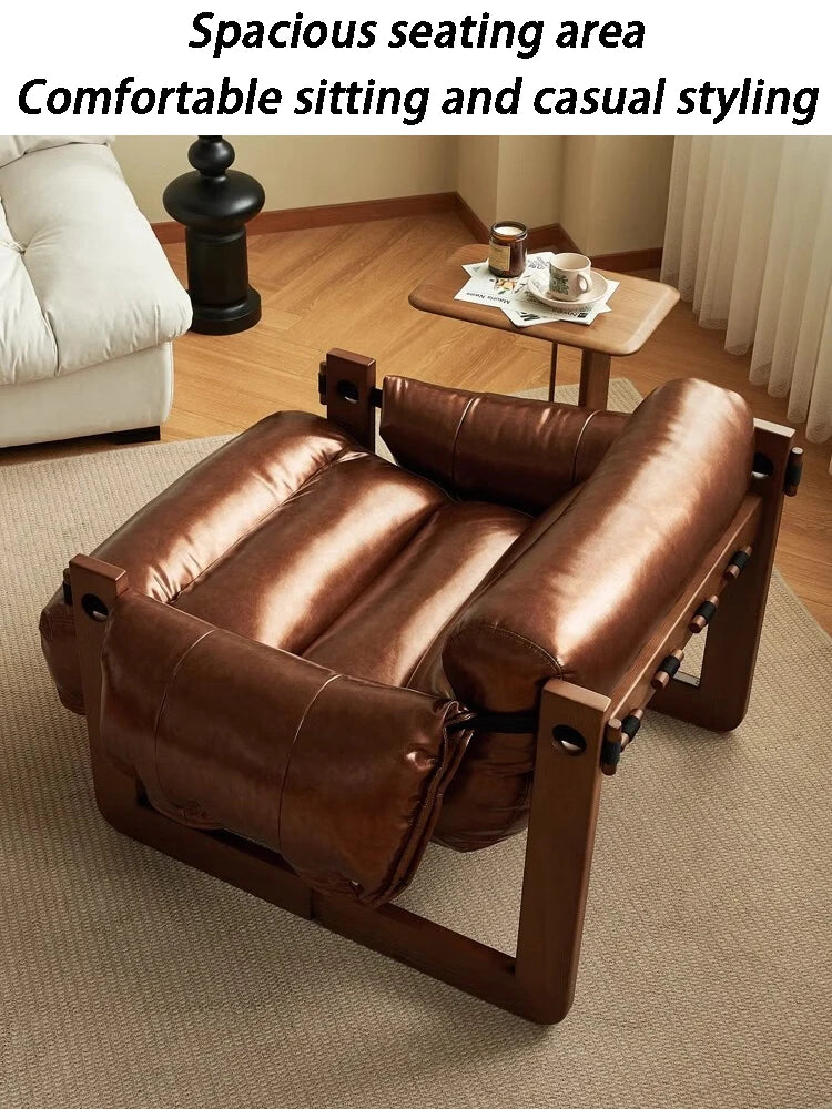 Leather Sofa Chair Luxury Living Room Armchair Single Person Lazy Lounge Chairs Modern Household Leisure Relaxation Chairs