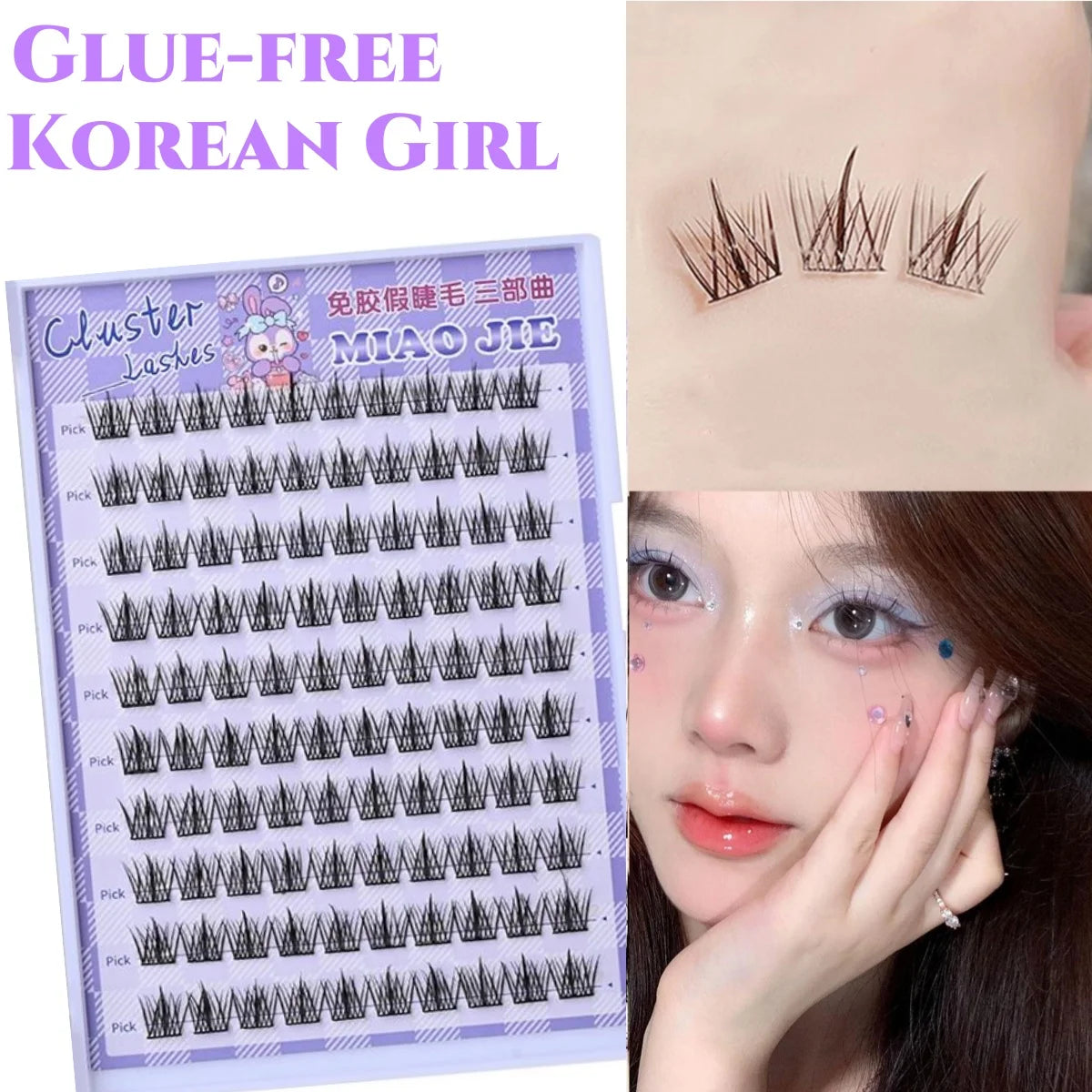 MIAOJIE No-Glue False Eyelashes - Easy 3-Step Application Natural Look Large CapacityPerfect for Beginners with Sunflower Design