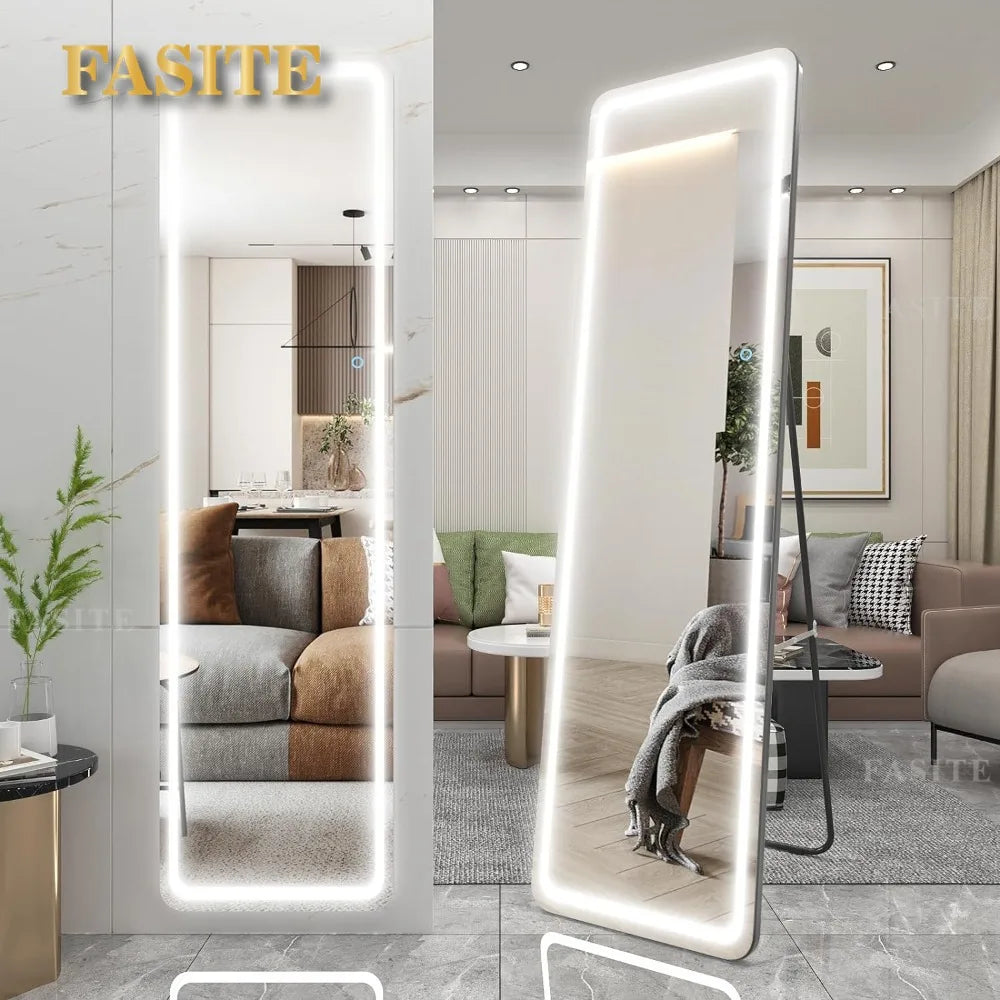 Large Full Body Mirror With Led Light Wall Mounted Hanging Mirror With Lights-Makeup Vanity Mirror Mirrors Length Floor Standing