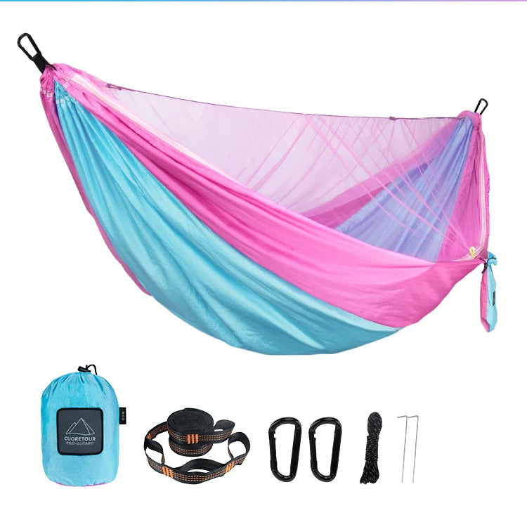 Portable Quick Set Up Mosquito Net Camping Hammock Outdoor Hanging Bed Sleeping Swing