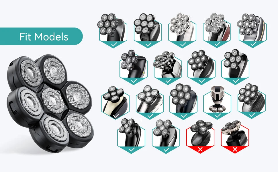 Kensen Razor Head Replacement Shaver Head Floating Washable Electric 7D Shavers Beard Practical Hair Trimmers Kit Cutter Blades