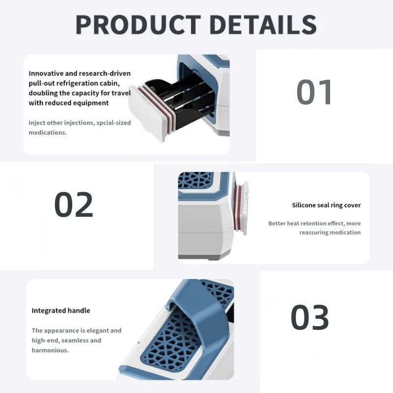 7800mAh High Quality Rechargeable Insulin Cooler Mini Fridge Portable Medical Refrigerator 5-8°C with Crossbody Bag for Travel