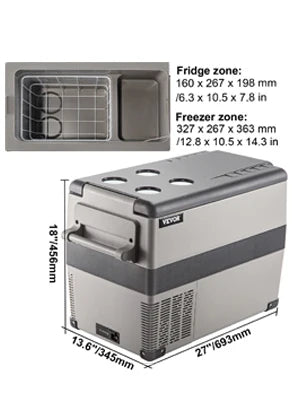 35L/45L/55L Car Refrigerator Mini Fridge Freezer Portable Compressor Cooler 12/24V DC 110-240V Ice Box for Camping