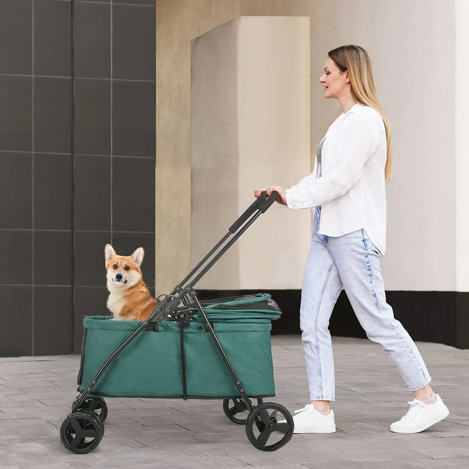 Large Pet Travel Strollers Foldable Enlarged Dog Cart Artifact Large Space for Easy Folding and Portable Travel Pet Products