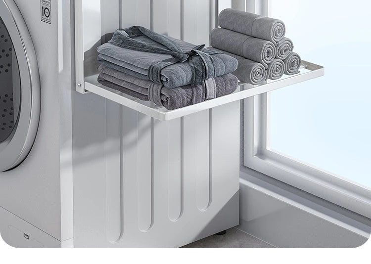 Magnetic Metal Washing Machine Side Shelf Space-saving Folding Clothes Rack No Punching Temporary Rack Simple Bathroom Shelf