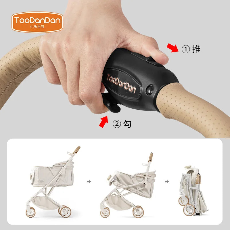 Outdoor Pet Pram One Click Folding Stroller Dog Cat Lightweight Trolley Small Pets Travel Breathable Puppy Supplies