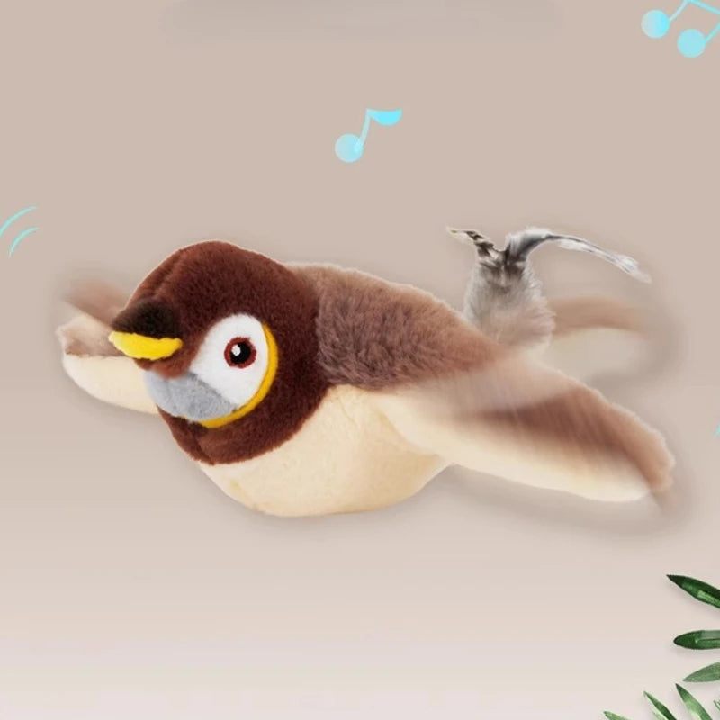 Cat Chew Plush Toy Electric Bird Feather Interactive Squeaky Kitten Toy Bite Resistant Rechargeable Automatic Teaser Cat Toy