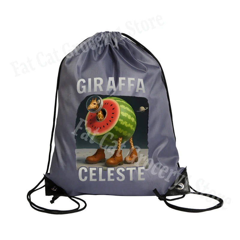 Tralalero Tralala Drawstring Backpack Tungtung Sahur Brainrot Kids Cartoon Travel Shoulders Bag New Outdoor Sport Rucksack Gift