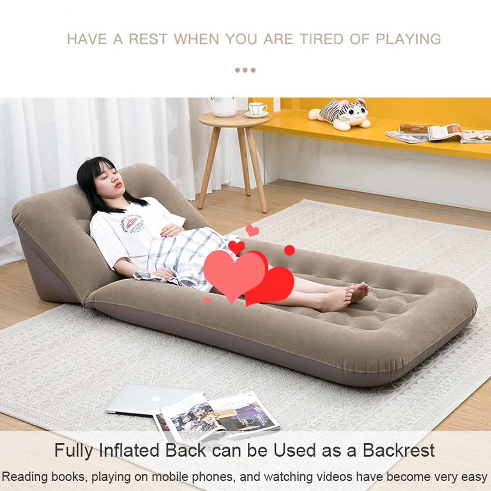 Inflatable Folding Sofa Double Multifunctional Outdoor Camping Inflatable Mattress Travel Backrest Sofa Bed