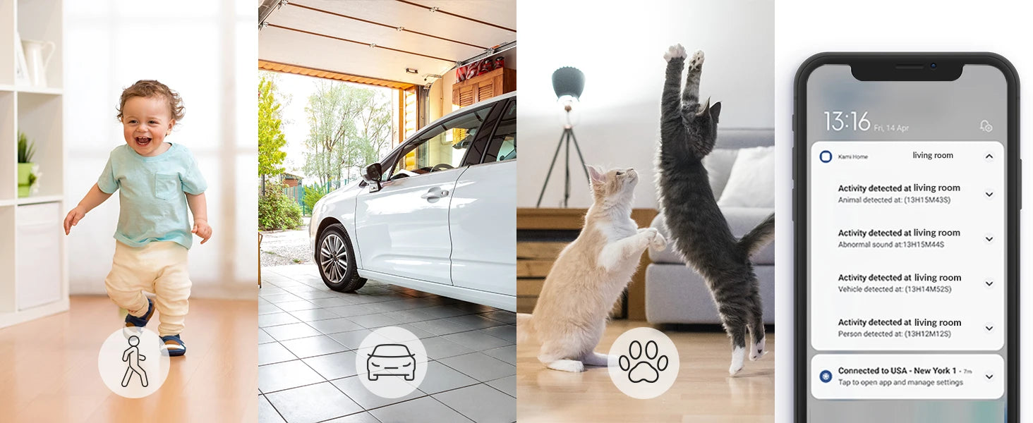 YI 2pcs Pro Camera Kit 2K 3MP, AI-Based Smart Home 2.4G Baby Cam Pet Video Record Surveillance Enhanced Night Vision