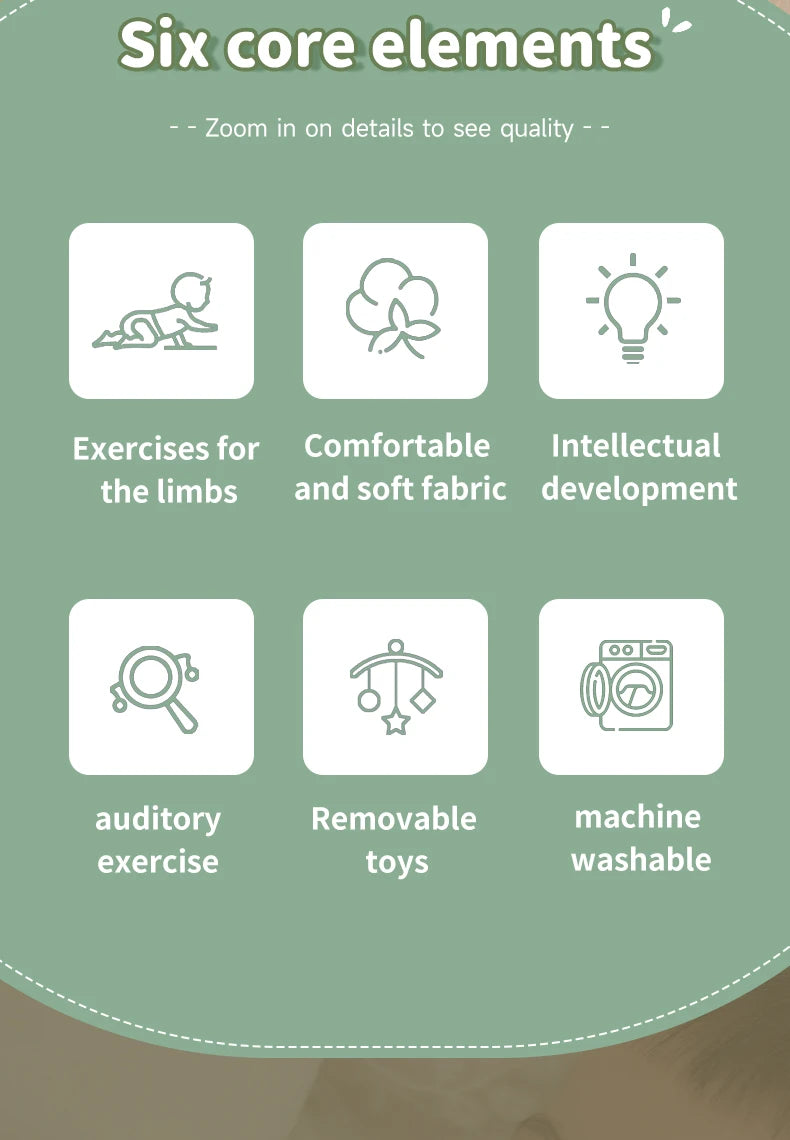 Baby Play Gym Play Mat Children Play Mat Rack Newborn Baby Activity Gym Mat 0-36 Months Tummy Time Crawling Game Blanket Toys