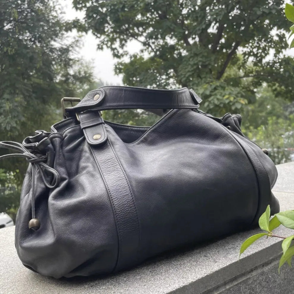 Fashion Large Capacity Boston Bag Designer Women Handbags Luxury Soft Crumpled Pu Leather Shoulder Crossbody Bags Commuter Bag