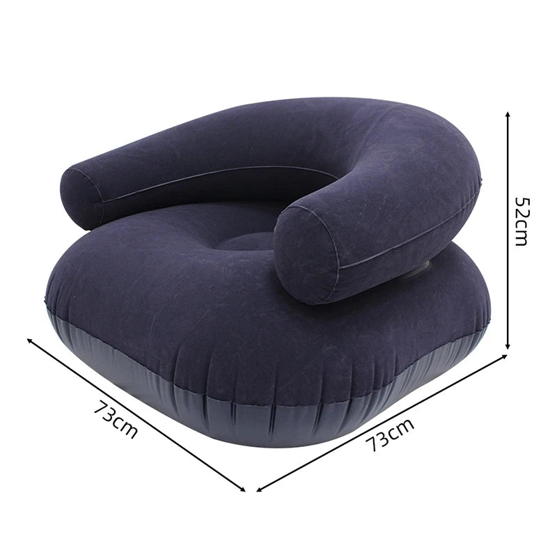 Lazy U-Shaped Inflatable Sofa Chairs Flocking Pvc Lounger Seat Outdoor Camping Living Room Portable Folding Air Single Sofa