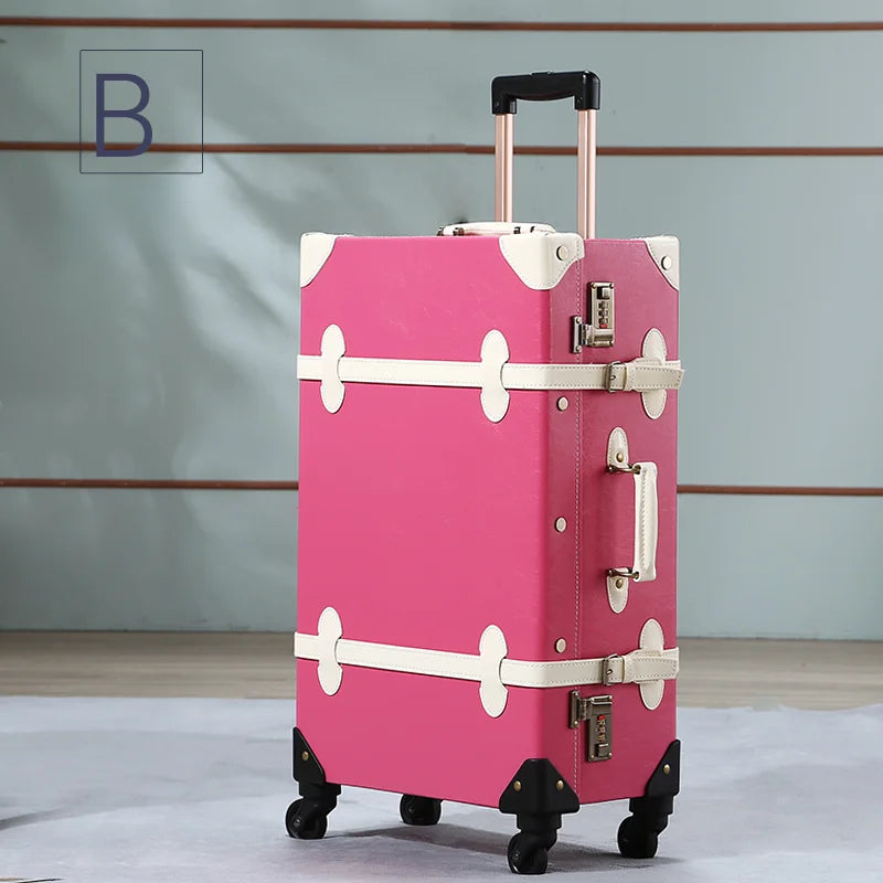 20/22/24''26 inch Luggage set woman Travel Suitcase Set Universal Retro password rolling luggage case middle size luggage