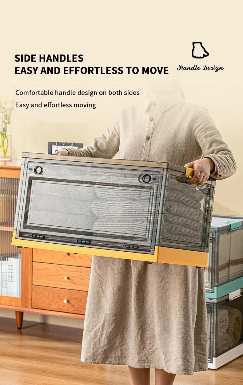 1pc Foldable Storage Trunk Open Storage Box Transparent Storage Box Home Wardrobe Clothes Organizer Large Capacity Clear Plastic