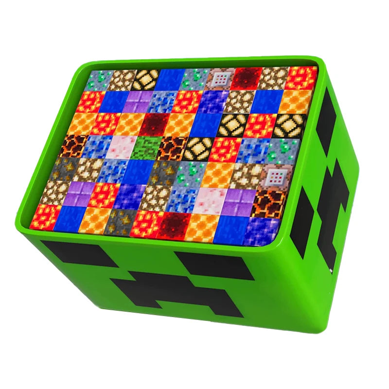 Magnetic building block toy storage box set, with figurines included, children's DIY assembly toys, tabletop play blocks