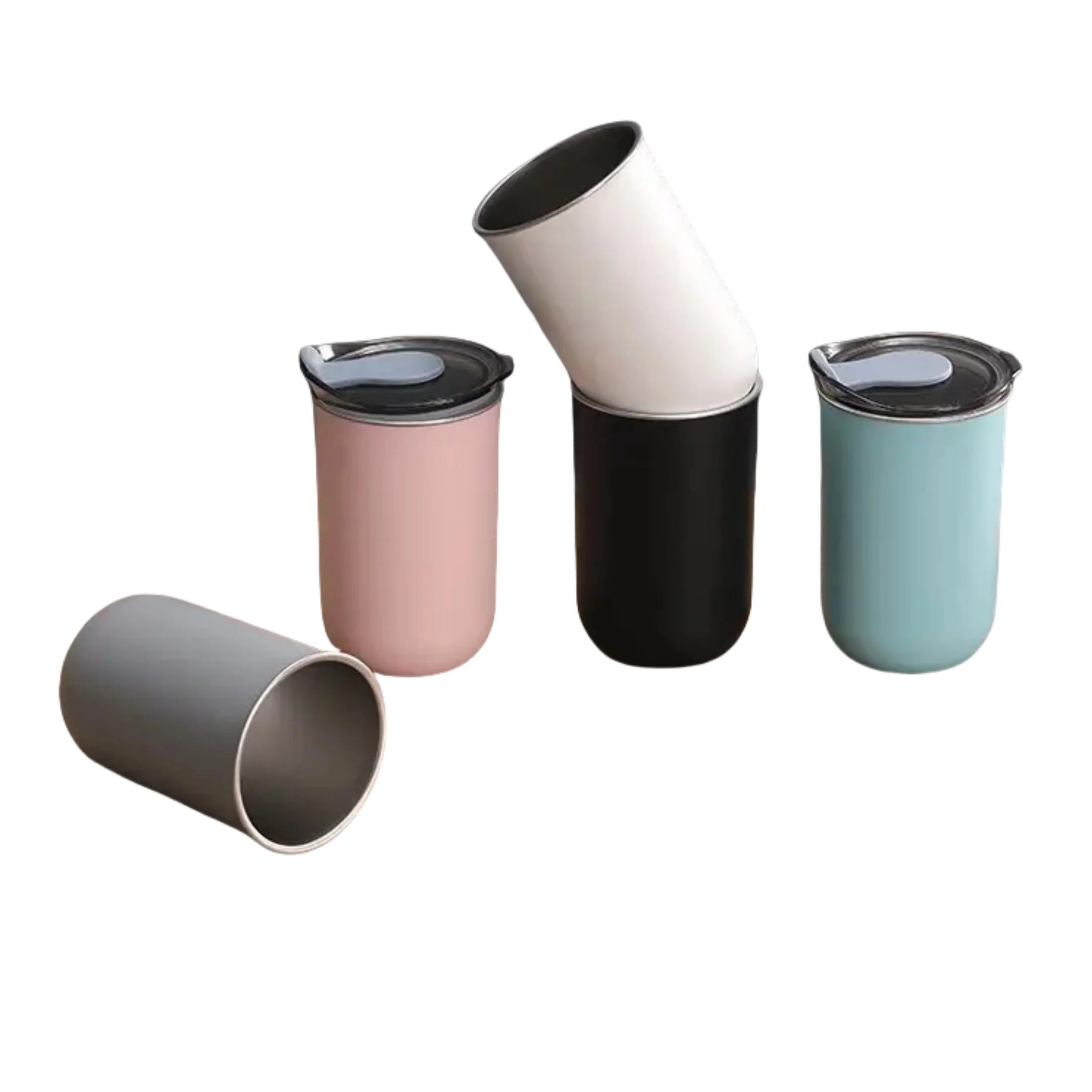 300ml Stainless Steel Coffee Mug Cup with Lid Simple Insulated Coffee Mug Non-slip Leak-proof Multipurpose Handy Cup Drinkware