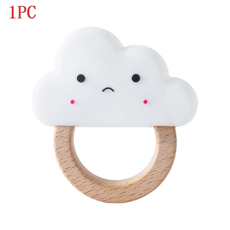 Let's Make 5pcs Wholesale Wooden Teether Rodent Pacifier Pendant Wooden Toys DIY Baby Necklace Gift BPA Free Beech Hedgehog Bird
