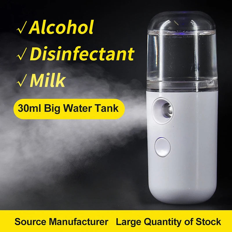 USB Portable 30ml Mini Nano Mist Sprayer Face Spray Facial Steamer Moisturizing Air Humidifier Skin Care Beauty Instruments