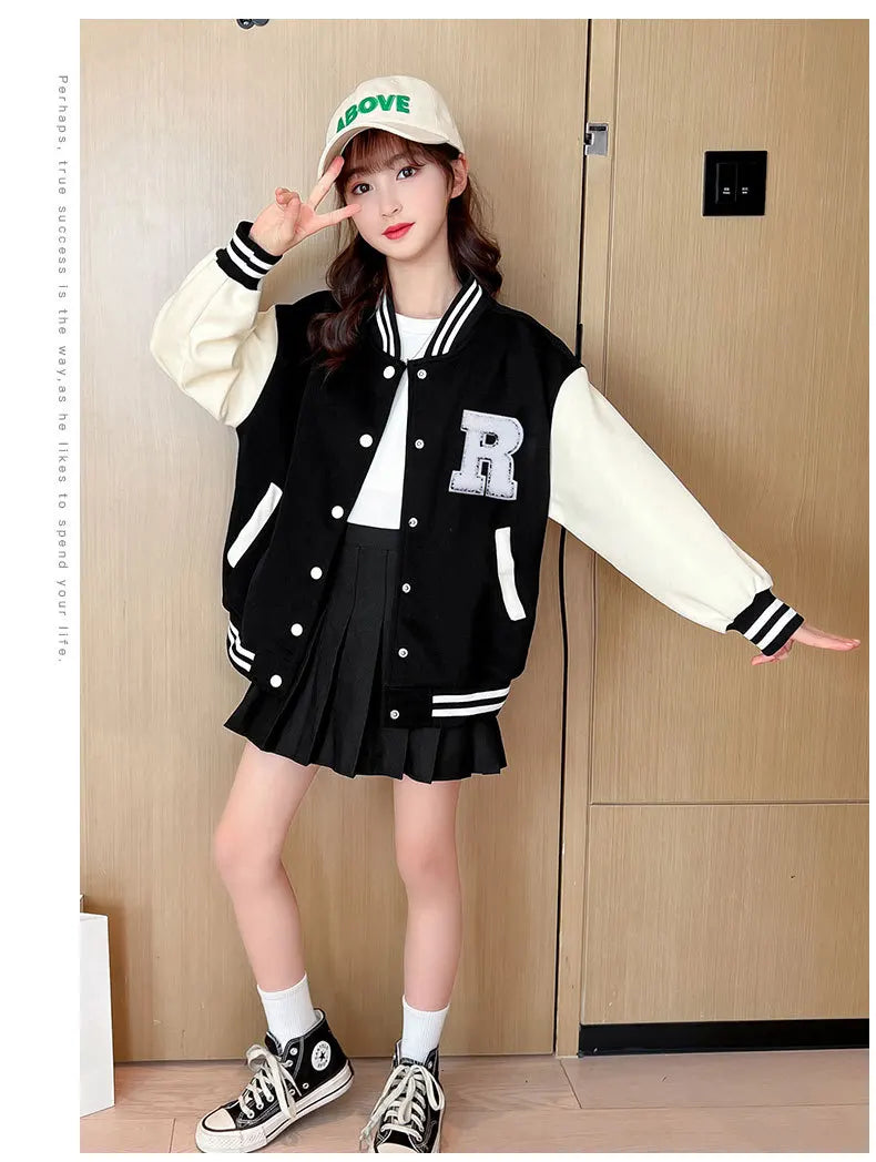 Teenage Girls Baseball Jackets For 5-14 Years Old Teens Clothes Children Sports Outerwear Coat Spring Autumn Fashion Boys Jacket