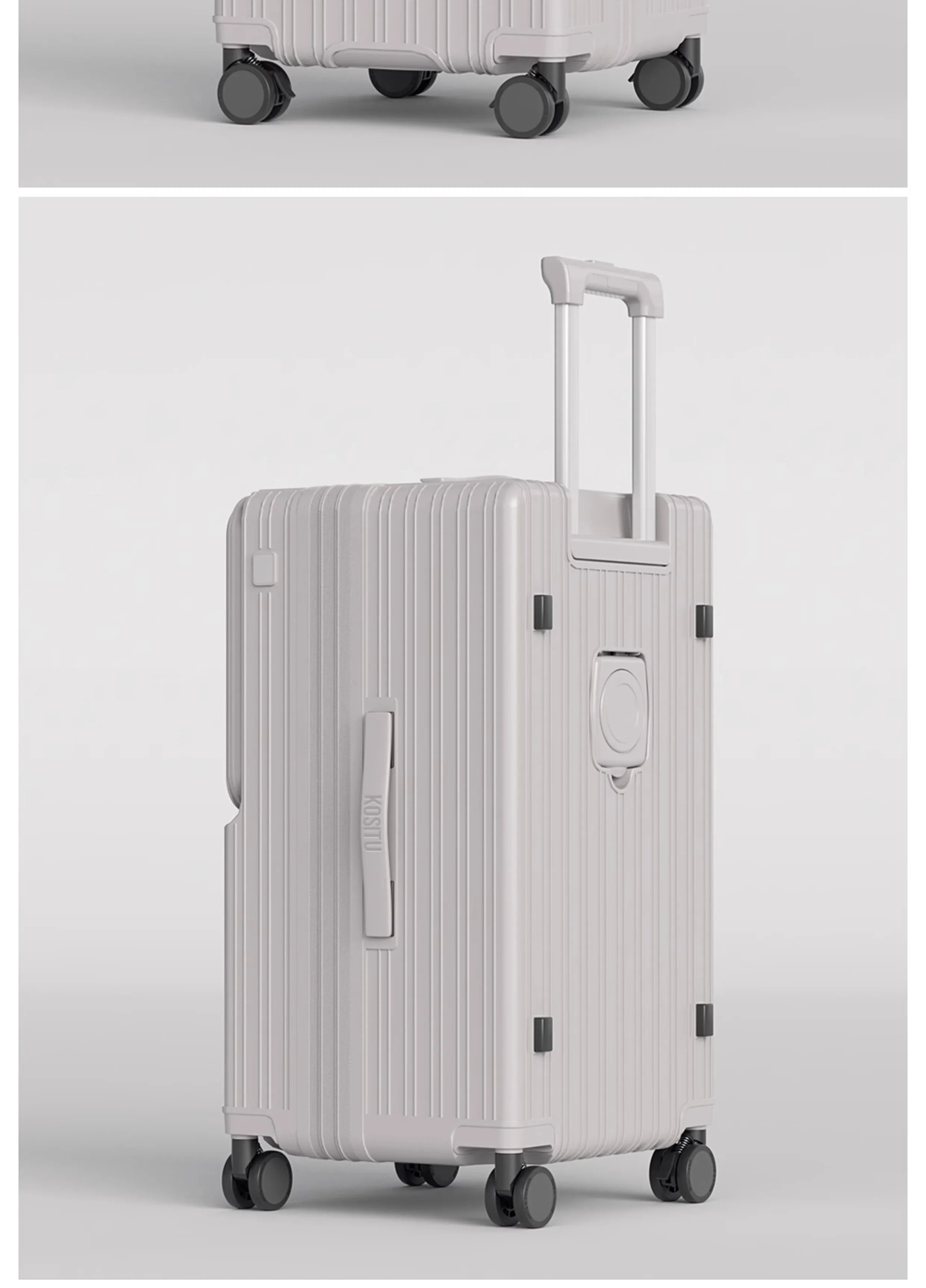 KLQDZMS Cabin Suitcase 20"22"24"26"28"30 Inch Large Capacity Trolley Case USB Charging Boarding Box Front Opening Luggage