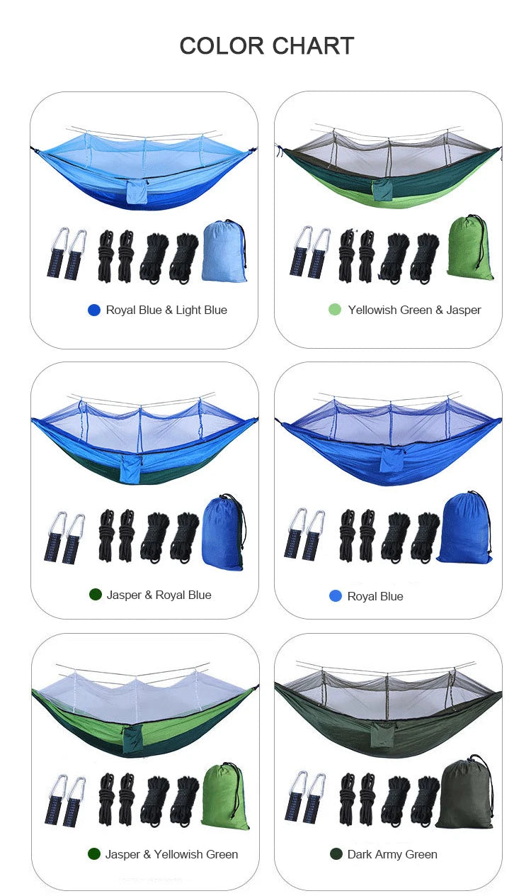 Lightweight Portable Outdoor Camping Hammock with Mosquito Net High Strength Parachute Fabric Hanging Bed Hunting Sleeping Swing