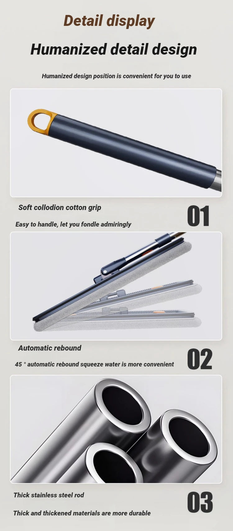 JOYBOS Spin Hand Free Flat Mop 33cm With Bucket Set Floor Cleaning Wet&Dry System Separation For Living Room Toilet Home Mops