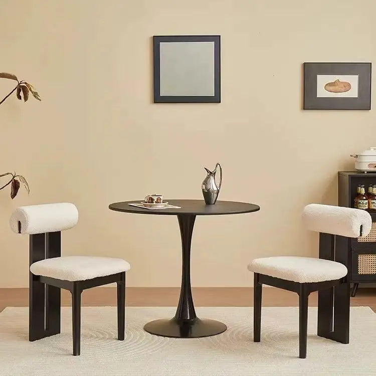 Nordic French Vintage Solid Wood Dining Chair - Mid-Century Retro Backrest Hippo Chair for Home, Living Room & Vanity