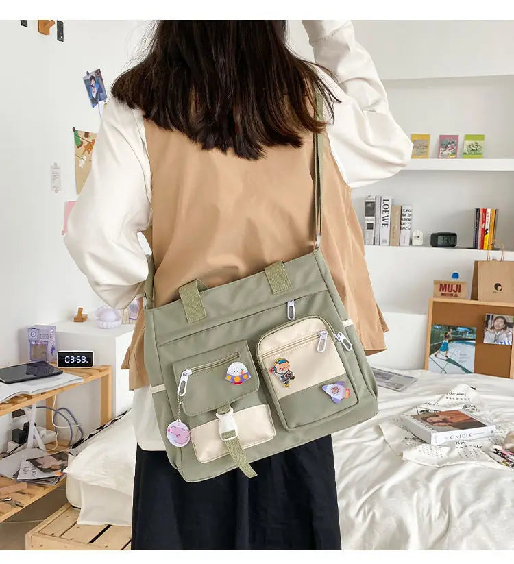 Waterproof Canvas Women Handbags Shoulder Bag Nylon Ladies Messenger Bag Oxford Crossbody Bags Tote Book Bags for Girls Satchels