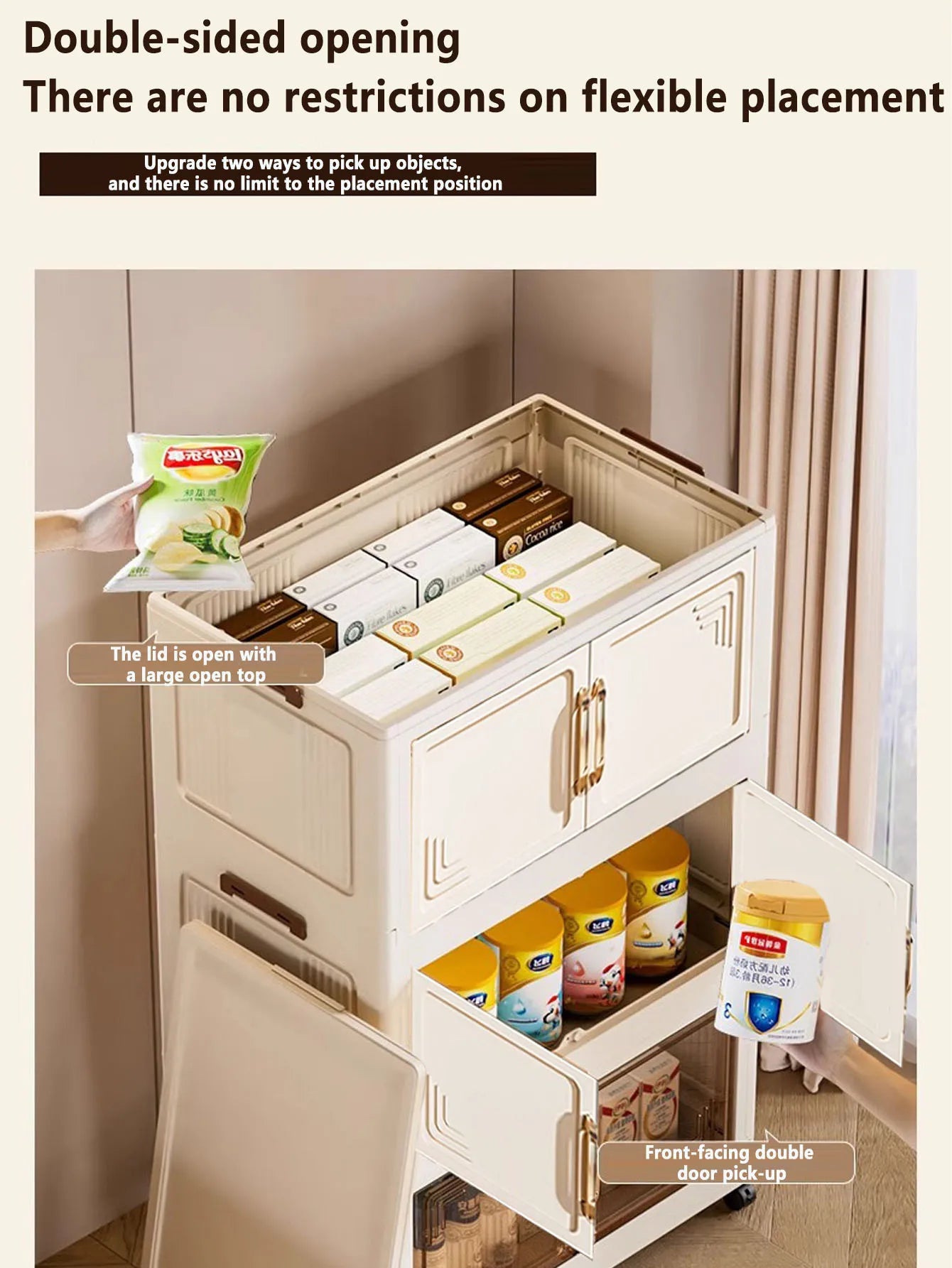 45/55/65cm Length Multifunction Folding Storage Cabinet Dustproof Wardrobe Large Capacity Sundries Cabinet