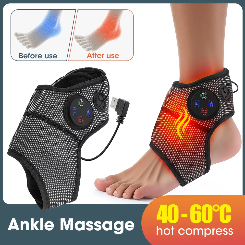 Electric Ankle Foot Massager Vibration Hot Compress Smart Air Pressure Multifunctional Brace Support Relaxation Treatments
