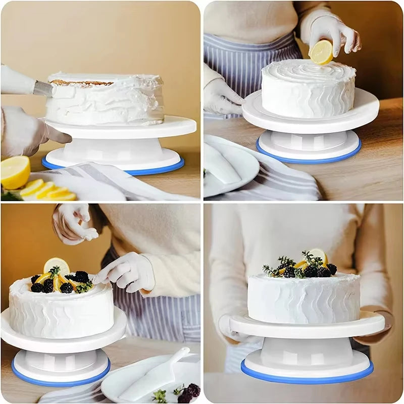 Cake Making Tools Kit For Decorating Include Plastic Rotating Cake Turntable Icing Smoother/Spatula DIY Cake Decorating Set Tool