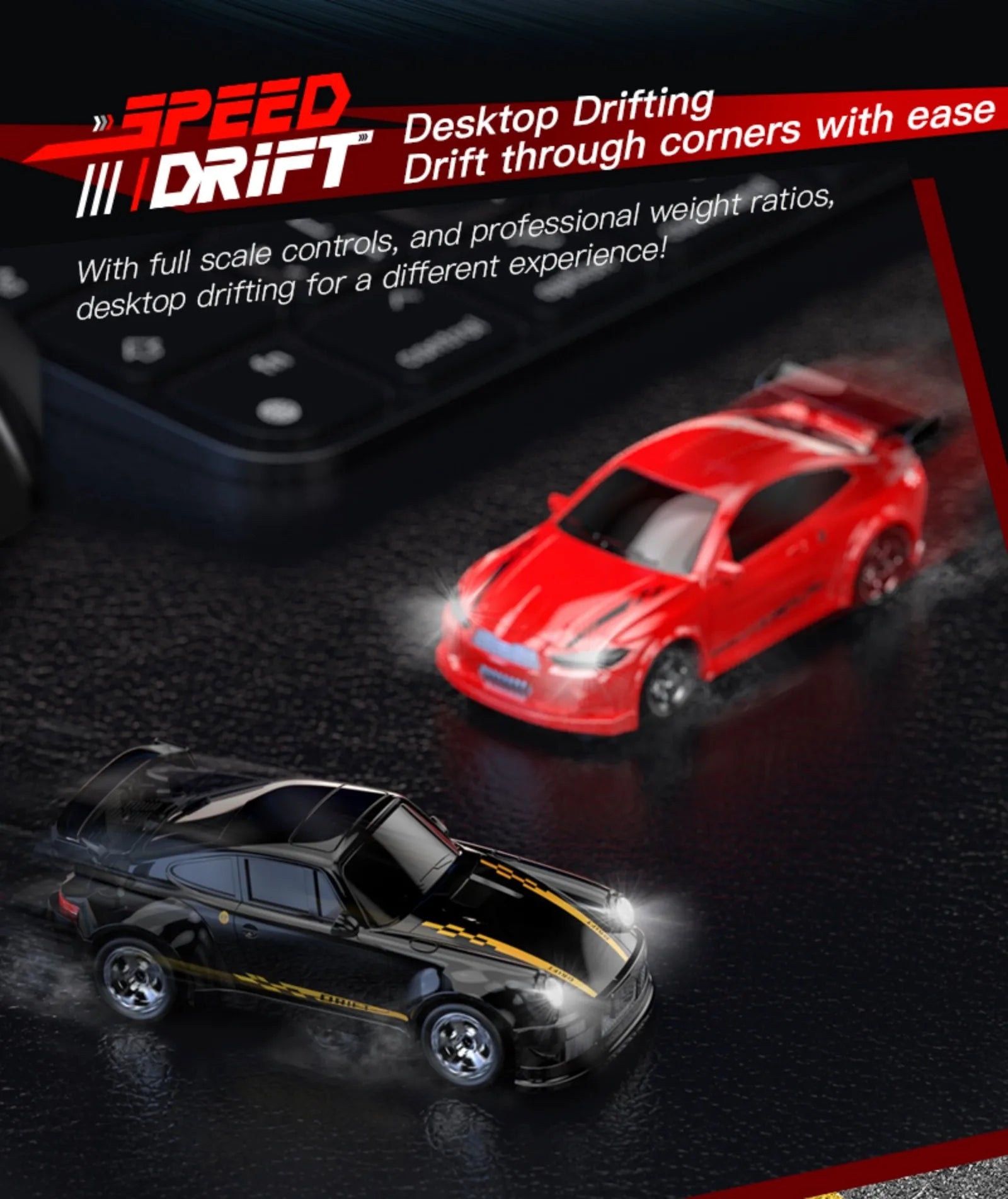 KF20 1:64 RC Drift Car 2.4G High-Speed Racing Car Four-Wheel Mini Desktop Remote Control Car Electric Toy Electric Toy Kids