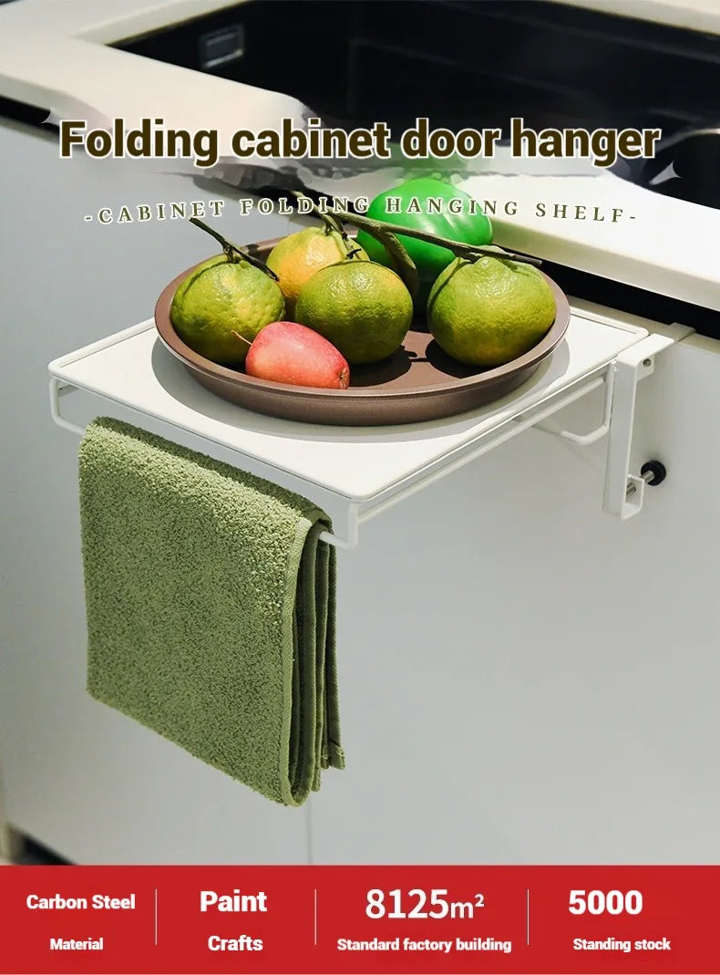 Foldable Countertop Shelf - Carbon Steel Cabinet Door Organizer with Multi-Functional Board - Space Saving Kitchen & Home Storag