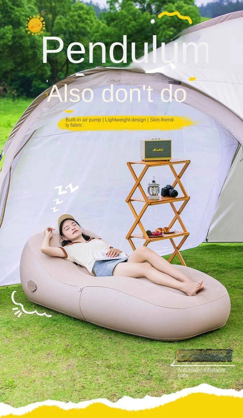 Outdoor Inflatable Sofa USB Rechargeable Portable Air Sofa, Music Festival Nap Camping Fully Automatic Inflatable Lounge Chair