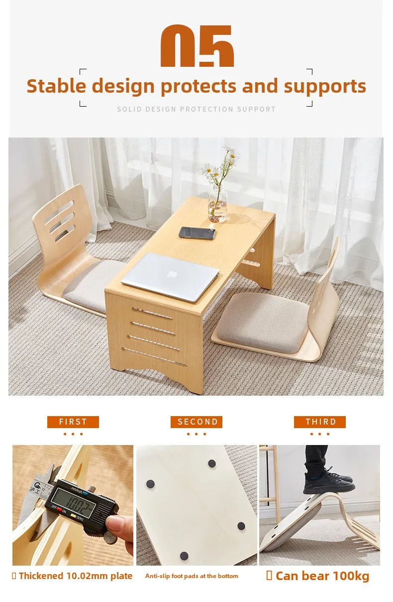 Japanese Chair Design Home Living Room Furniture Kotatsu Table Chair Tatami Zaisu LegLess Floor Chair Black Finish