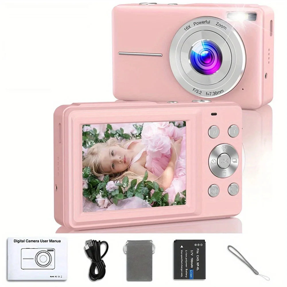 Digital Camera Children Camera for Children Camcorder with 16x Zoom Compact Cameras 1080P 44MP Cameras for Beginner Photography