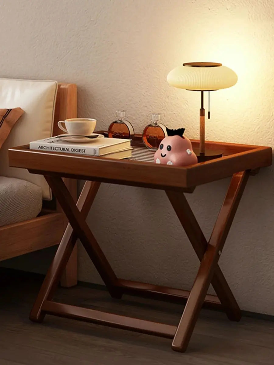 Bamboo Folding Side Table,Durable Tv Tray Bed Table,Small End Table For Living Room, Bedroom