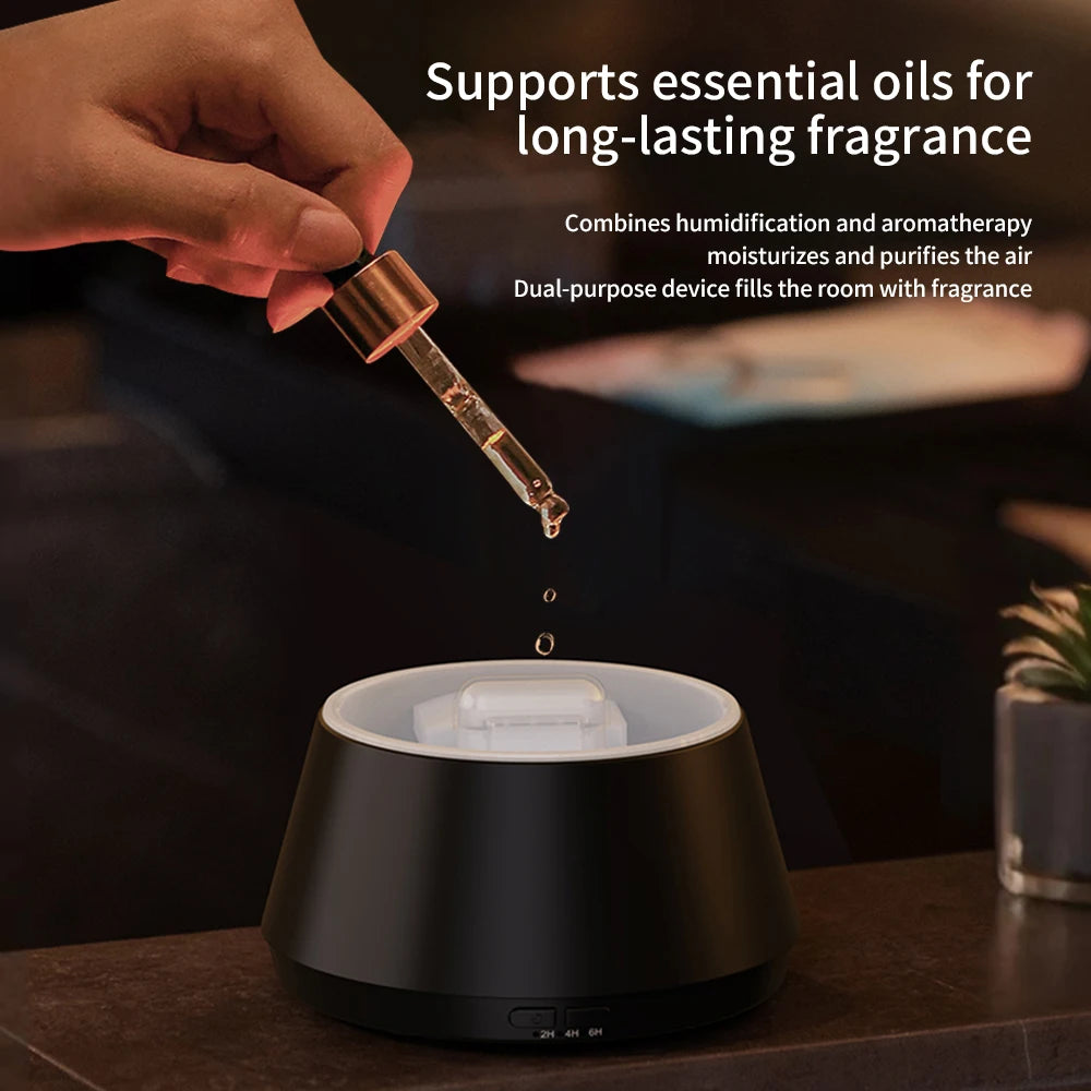 Candle Flame Ultrasonic Air Humidifier with 7-color Flame Ambient Light 3-level Timed Essential Oil Aroma Diffuser for Home Gift