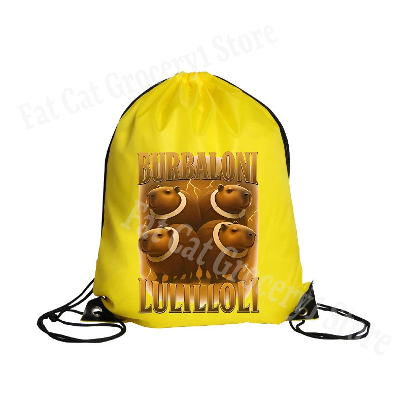 Tralalero Tralala Drawstring Backpack Tungtung Sahur Brainrot Kids Cartoon Travel Shoulders Bag New Outdoor Sport Rucksack Gift